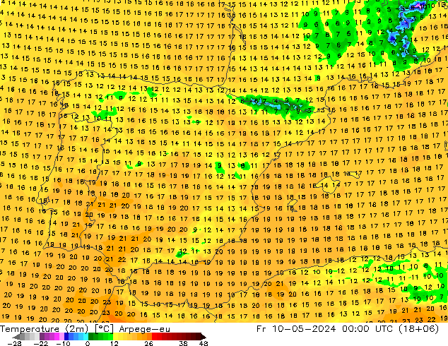Temperature (2m) Arpege-eu Fr 10.05.2024 00 UTC