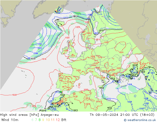 Izotacha Arpege-eu czw. 09.05.2024 21 UTC