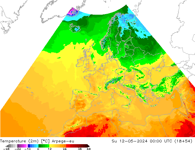 Temperature (2m) Arpege-eu Su 12.05.2024 00 UTC