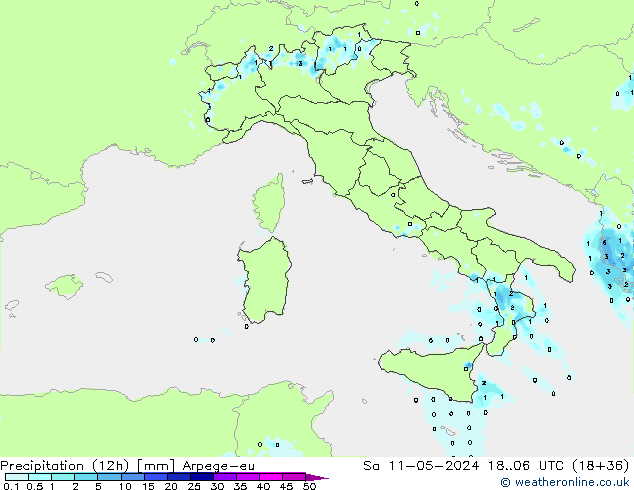 Precipitation (12h) Arpege-eu So 11.05.2024 06 UTC