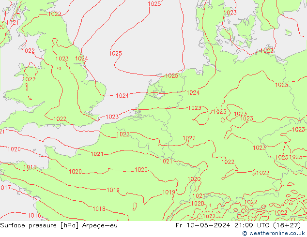 приземное давление Arpege-eu пт 10.05.2024 21 UTC