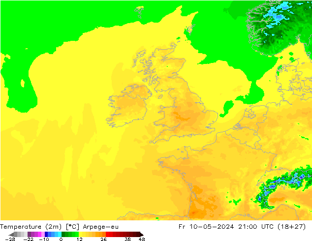 Temperature (2m) Arpege-eu Fr 10.05.2024 21 UTC
