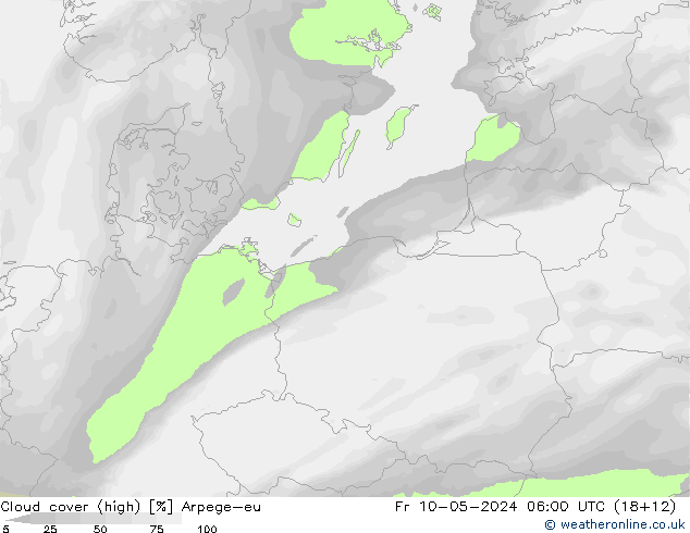 vysoký oblak Arpege-eu Pá 10.05.2024 06 UTC