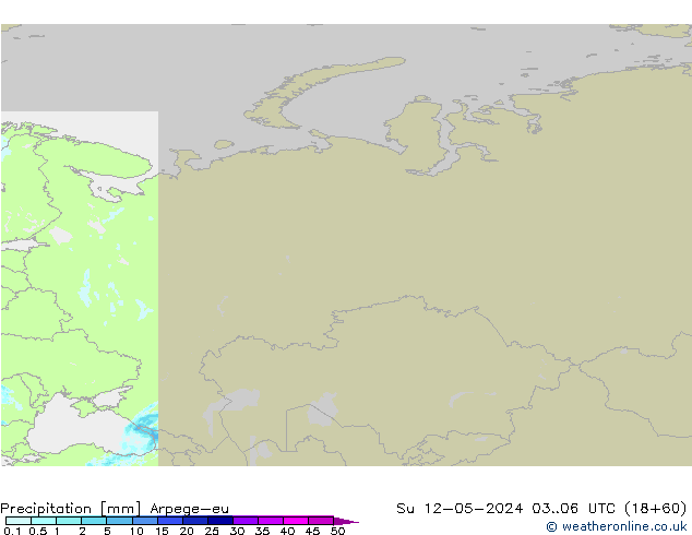 Precipitazione Arpege-eu dom 12.05.2024 06 UTC