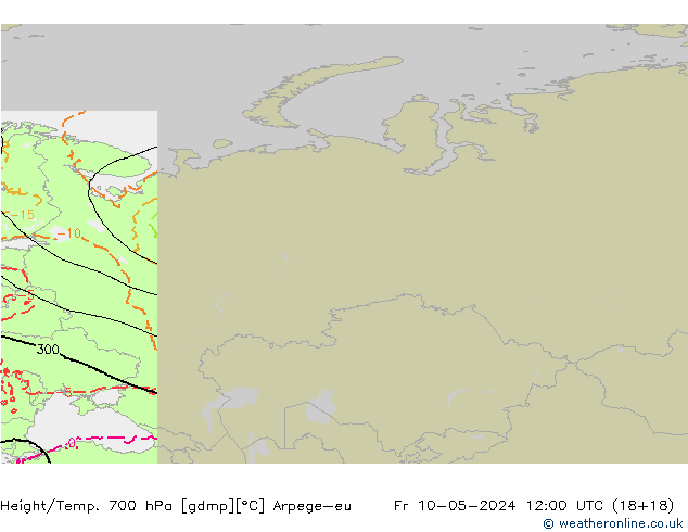 Height/Temp. 700 hPa Arpege-eu Sex 10.05.2024 12 UTC