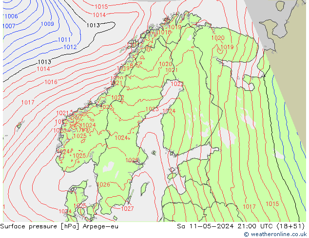 Luchtdruk (Grond) Arpege-eu za 11.05.2024 21 UTC