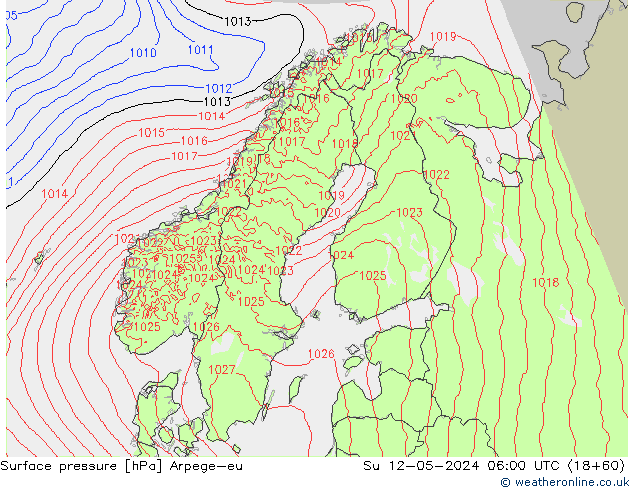 Surface pressure Arpege-eu Su 12.05.2024 06 UTC