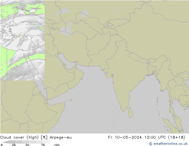 Cloud cover (high) Arpege-eu Fr 10.05.2024 12 UTC