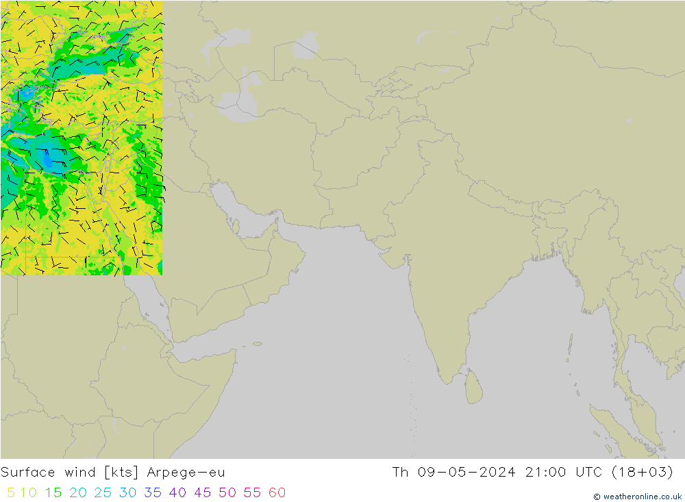 风 10 米 Arpege-eu 星期四 09.05.2024 21 UTC