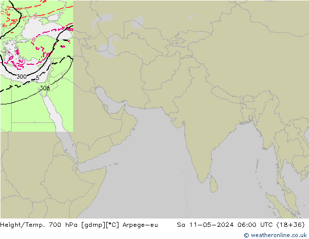 Height/Temp. 700 hPa Arpege-eu Sáb 11.05.2024 06 UTC