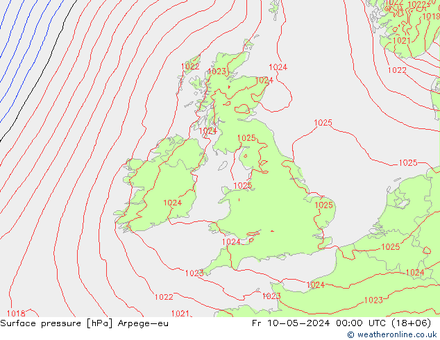 Surface pressure Arpege-eu Fr 10.05.2024 00 UTC