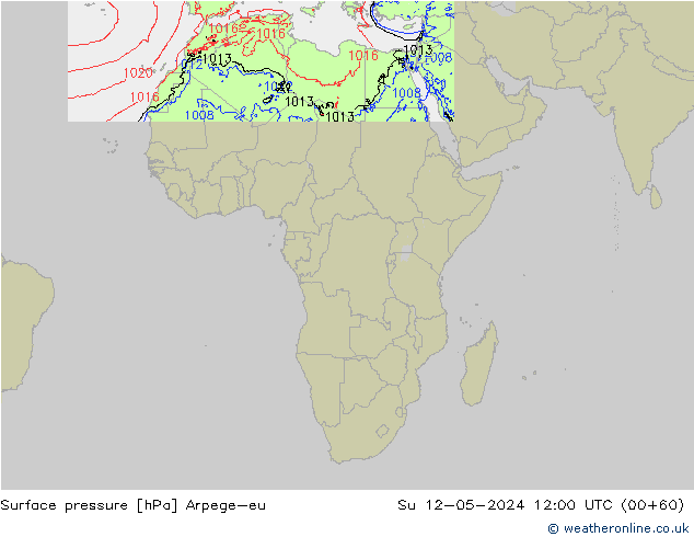 Atmosférický tlak Arpege-eu Ne 12.05.2024 12 UTC