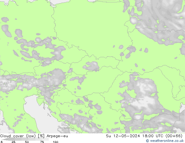nízká oblaka Arpege-eu Ne 12.05.2024 18 UTC