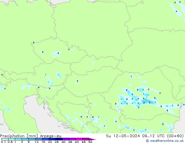 Srážky Arpege-eu Ne 12.05.2024 12 UTC