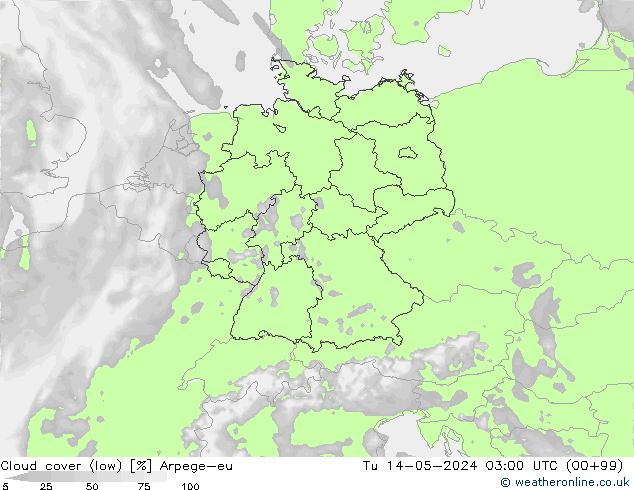Bulutlar (düşük) Arpege-eu Sa 14.05.2024 03 UTC