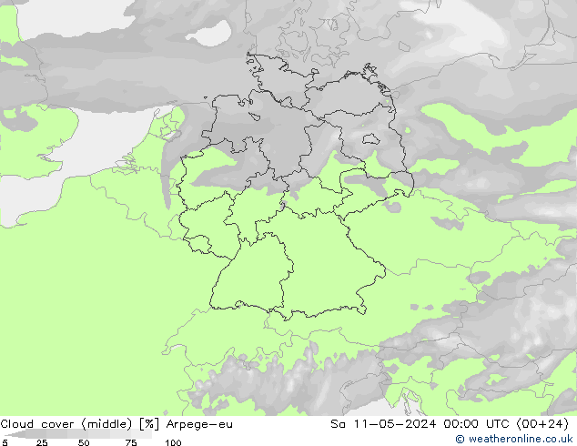 Nuages (moyen) Arpege-eu sam 11.05.2024 00 UTC