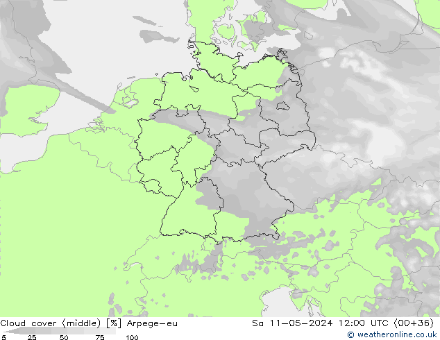 Bewolking (Middelb.) Arpege-eu za 11.05.2024 12 UTC