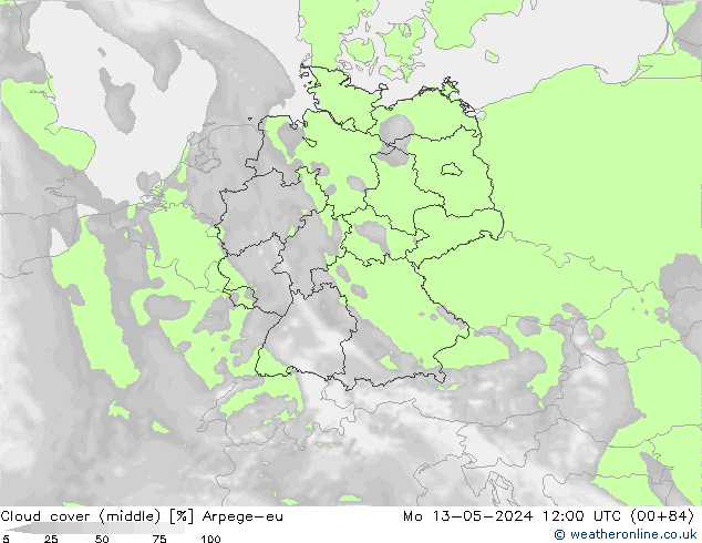 облака (средний) Arpege-eu пн 13.05.2024 12 UTC