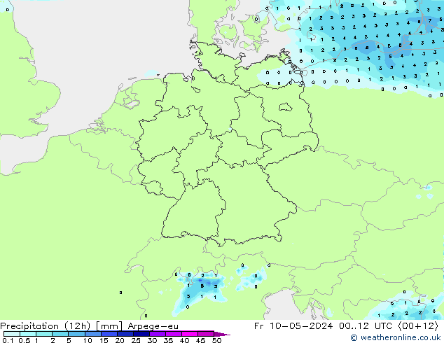 降水量 (12h) Arpege-eu 星期五 10.05.2024 12 UTC