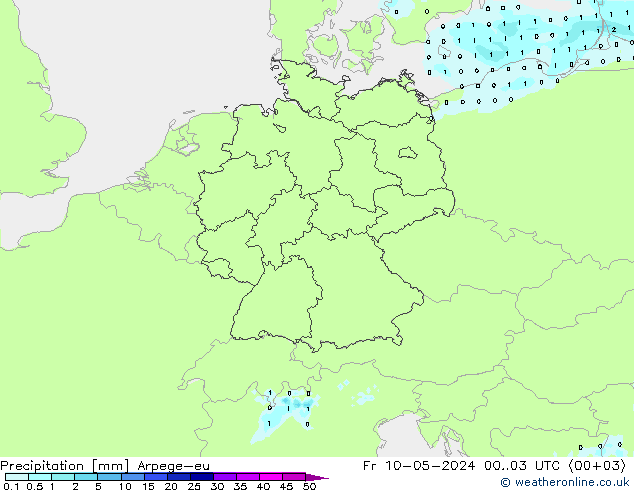 Precipitación Arpege-eu vie 10.05.2024 03 UTC