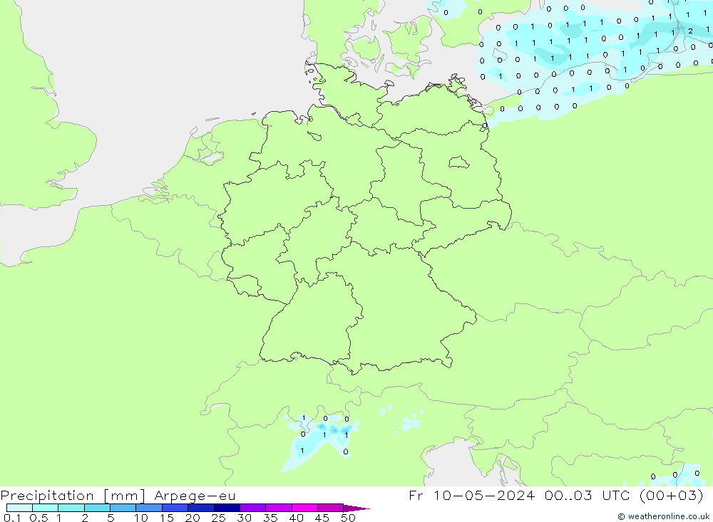 降水 Arpege-eu 星期五 10.05.2024 03 UTC