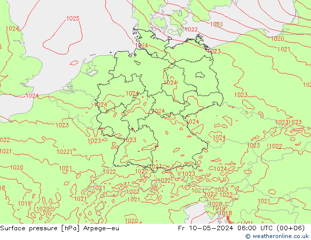 Yer basıncı Arpege-eu Cu 10.05.2024 06 UTC