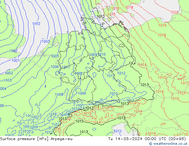 地面气压 Arpege-eu 星期二 14.05.2024 00 UTC