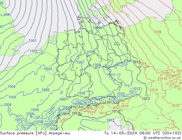 Luchtdruk (Grond) Arpege-eu di 14.05.2024 06 UTC