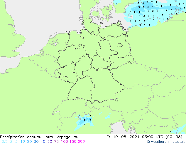 Precipitation accum. Arpege-eu  10.05.2024 03 UTC