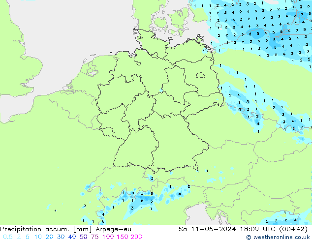 Toplam Yağış Arpege-eu Cts 11.05.2024 18 UTC