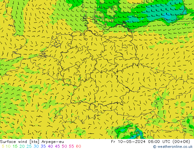 风 10 米 Arpege-eu 星期五 10.05.2024 06 UTC