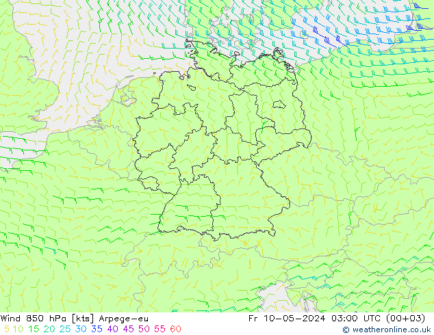 风 850 hPa Arpege-eu 星期五 10.05.2024 03 UTC