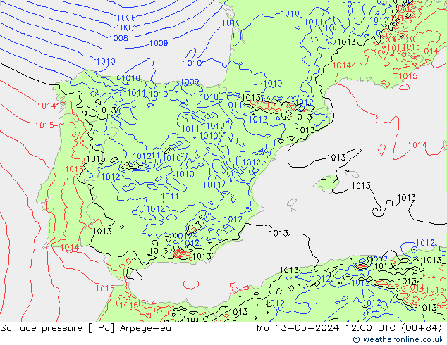 Atmosférický tlak Arpege-eu Po 13.05.2024 12 UTC