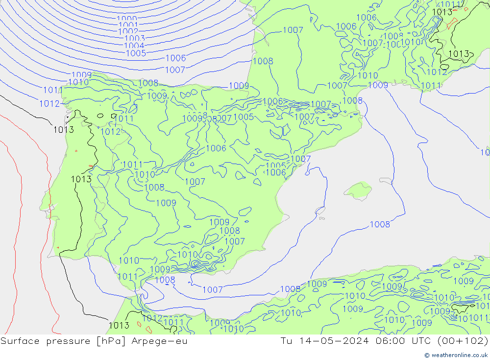 Yer basıncı Arpege-eu Sa 14.05.2024 06 UTC