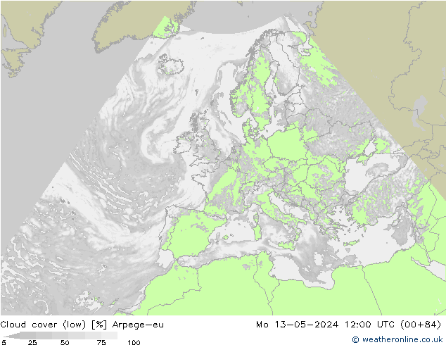 Wolken (tief) Arpege-eu Mo 13.05.2024 12 UTC