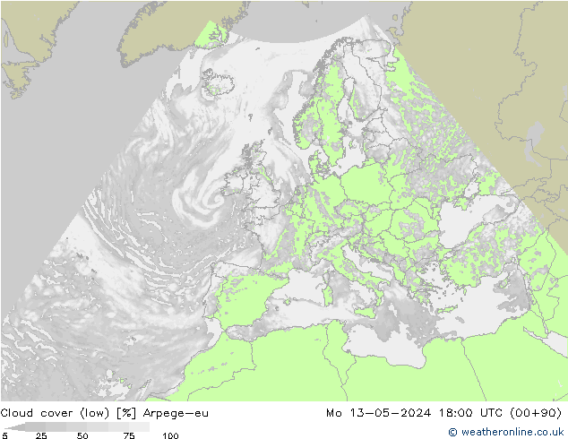 Nubi basse Arpege-eu lun 13.05.2024 18 UTC