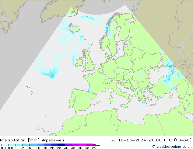 Niederschlag Arpege-eu So 12.05.2024 00 UTC
