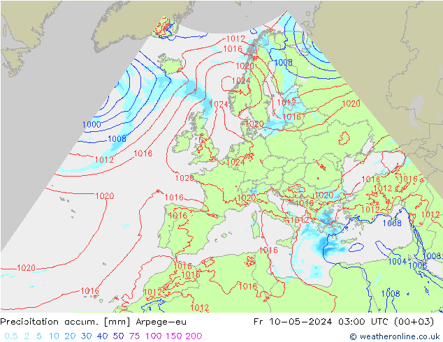 Precipitation accum. Arpege-eu  10.05.2024 03 UTC