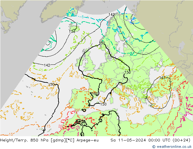 Height/Temp. 850 hPa Arpege-eu sab 11.05.2024 00 UTC