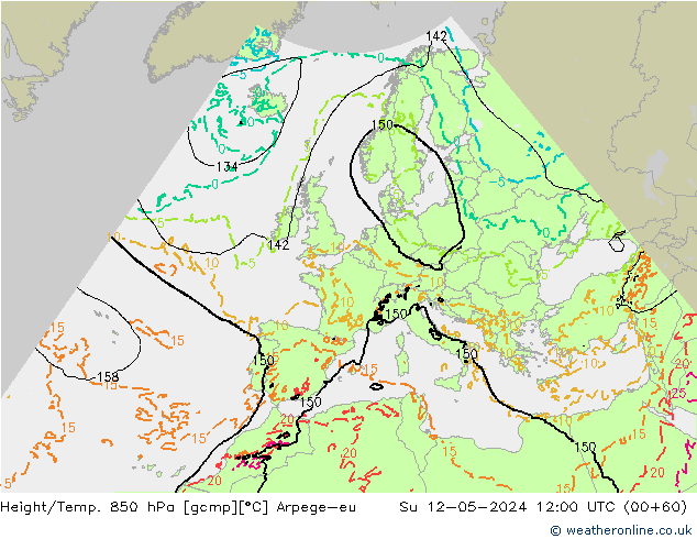 Height/Temp. 850 hPa Arpege-eu So 12.05.2024 12 UTC