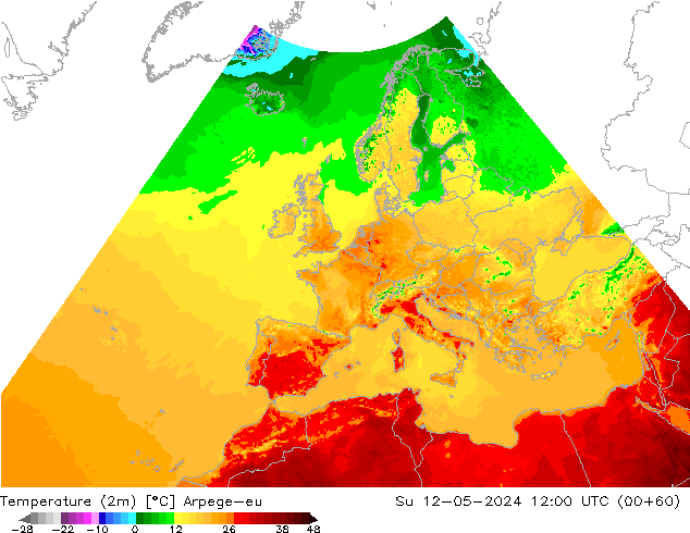 Temperature (2m) Arpege-eu Su 12.05.2024 12 UTC