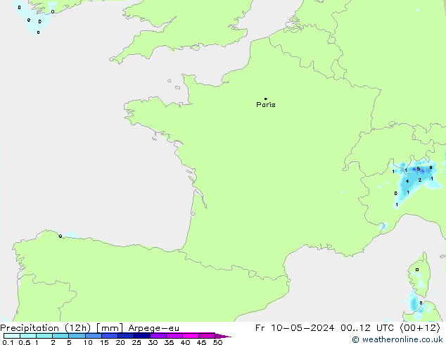 Precipitation (12h) Arpege-eu Fr 10.05.2024 12 UTC