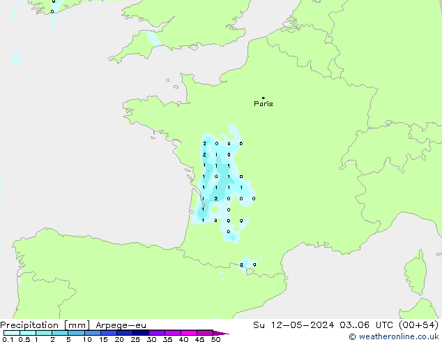 Srážky Arpege-eu Ne 12.05.2024 06 UTC
