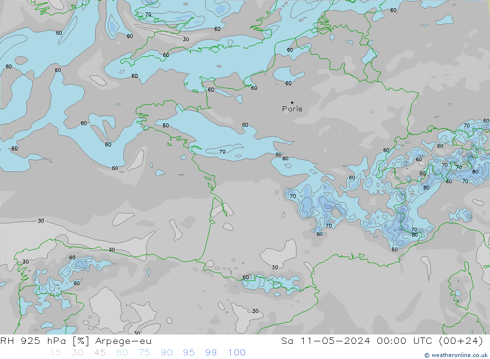 RH 925 hPa Arpege-eu So 11.05.2024 00 UTC