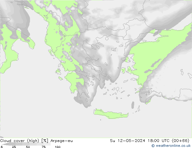 Cloud cover (high) Arpege-eu Su 12.05.2024 18 UTC