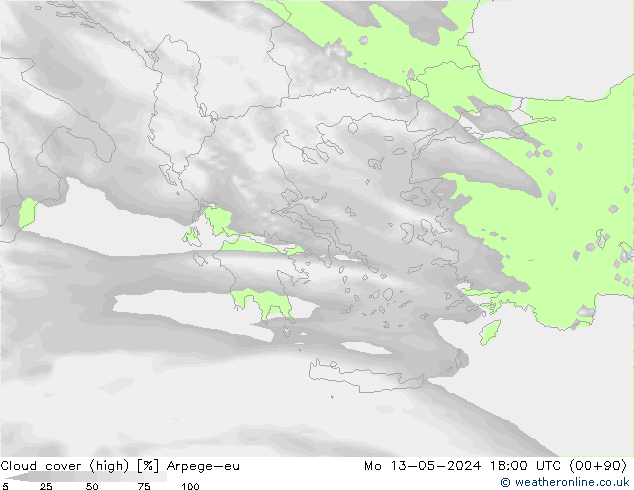 Nuages (élevé) Arpege-eu lun 13.05.2024 18 UTC