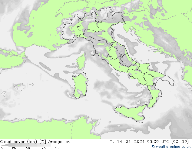 облака (низкий) Arpege-eu вт 14.05.2024 03 UTC