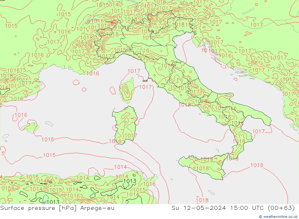 приземное давление Arpege-eu Вс 12.05.2024 15 UTC