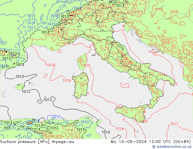 pressão do solo Arpege-eu Seg 13.05.2024 12 UTC