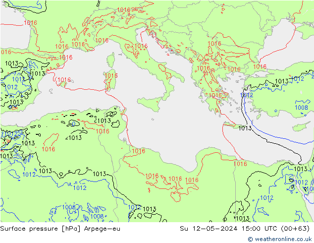 Atmosférický tlak Arpege-eu Ne 12.05.2024 15 UTC
